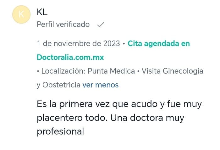 Testimonio de paciente de ginecología en CDMX