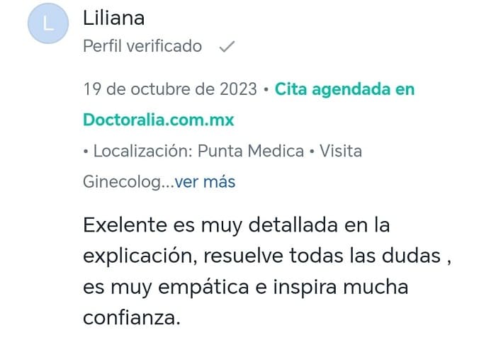 Opinión de paciente de ginecología y obstetricia